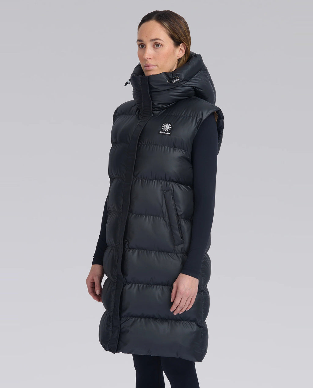 Women's Sandbanks Black Bay Long Hooded Gilet - image 8