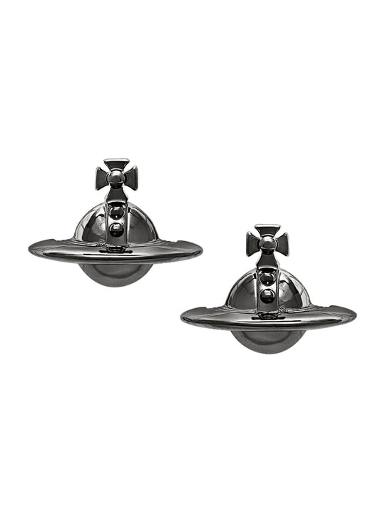 Vivienne Westwood Ruthenium Plated Solid Orb Earrings