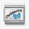 Nomination Composable Classic Link Blue Bow Christening in Steel Enamel and 925 Silver by Nomination Italy