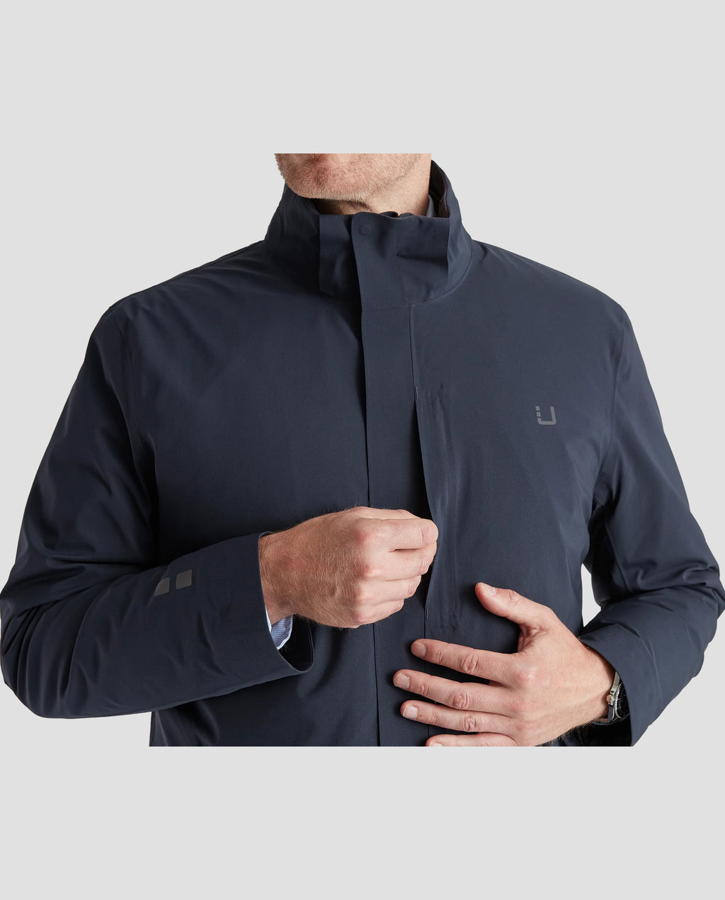 Men's UBR Black Storm Coat in Navy - image 9