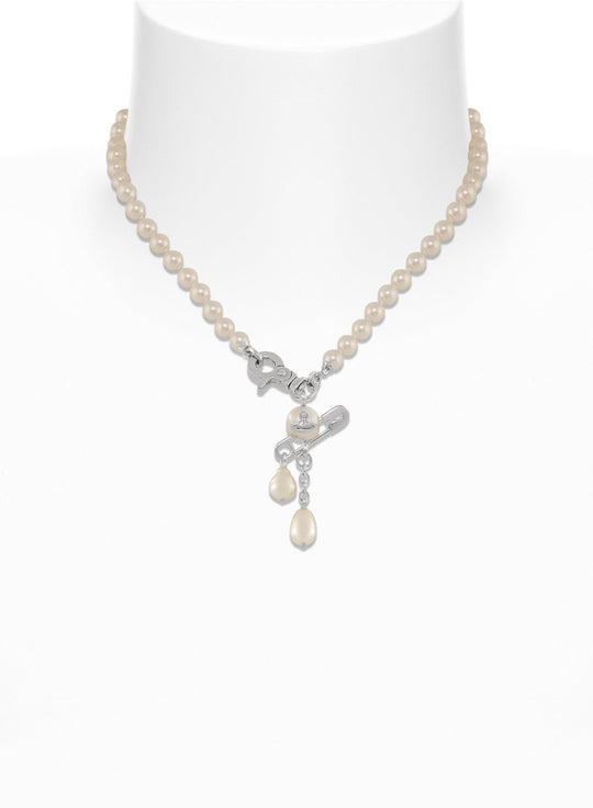 Vivienne Westwood Claude Small Pearl Necklace Platinum Plated