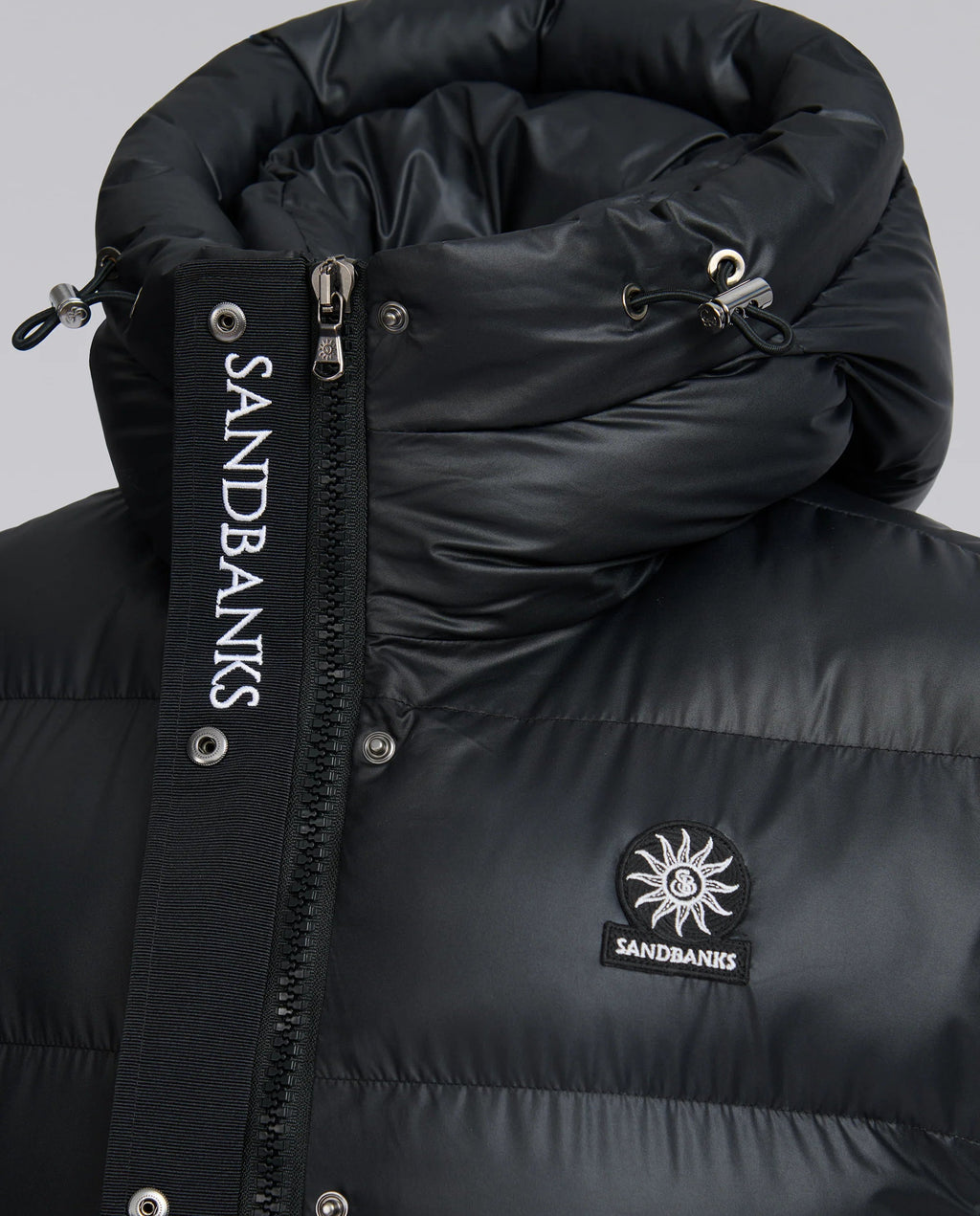 neckline on Women's Sandbanks Long Shell Bay Hooded Gilet
