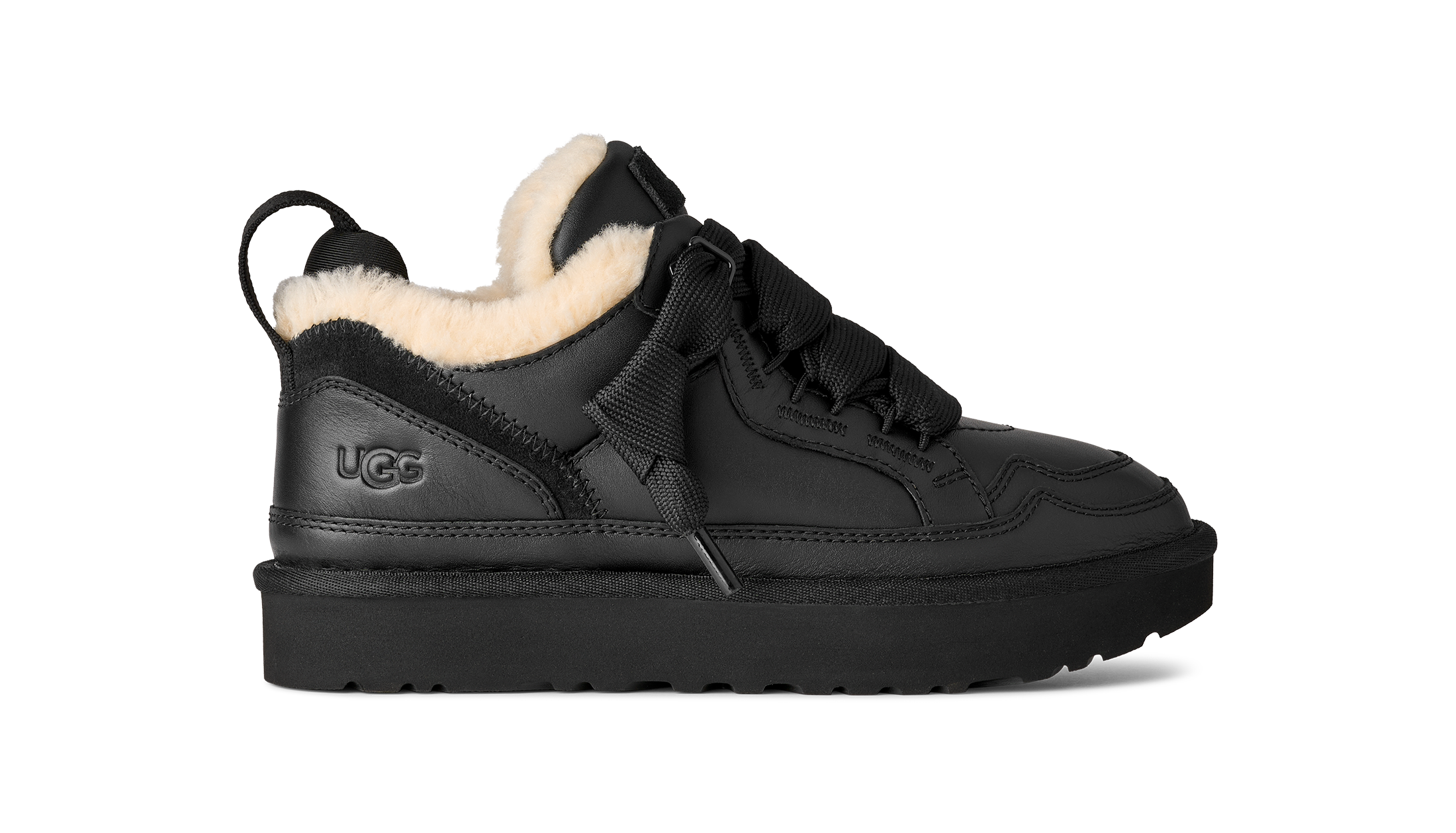 Women's UGG Lowmel Leather Trainers in Black