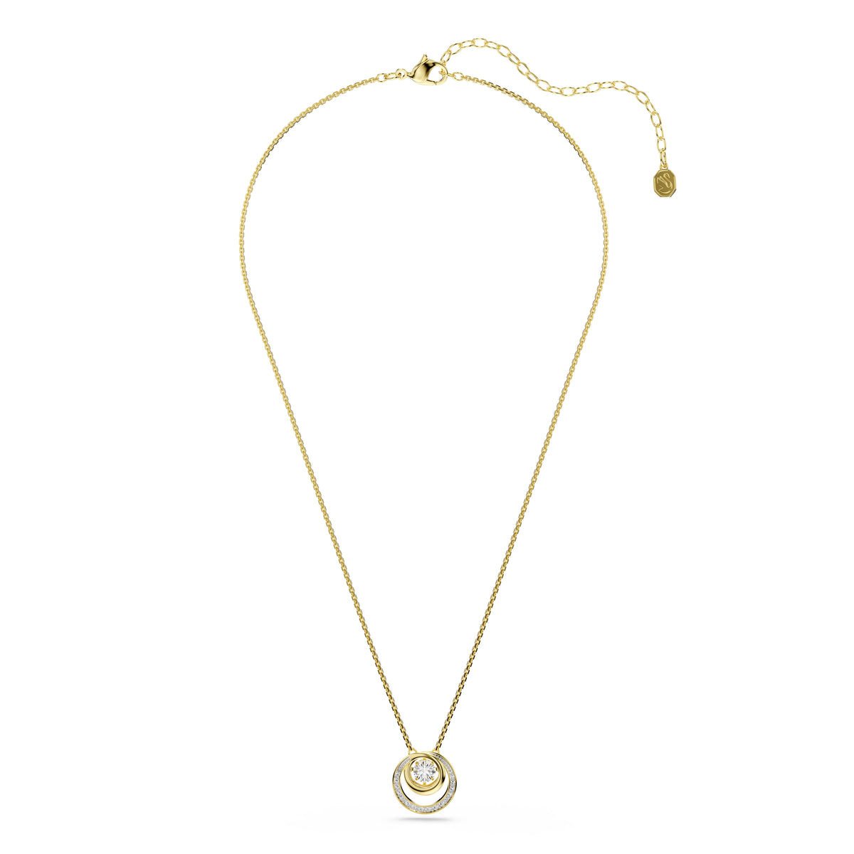Swarovski Hyperbola Circles Crystal Necklace With Dancing Stone Gold Plated — view 2