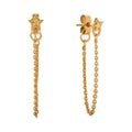 Elegant ChloBo gold plated stud earrings featuring a delicate star design & radiant chain detail. Jewellery fashion for