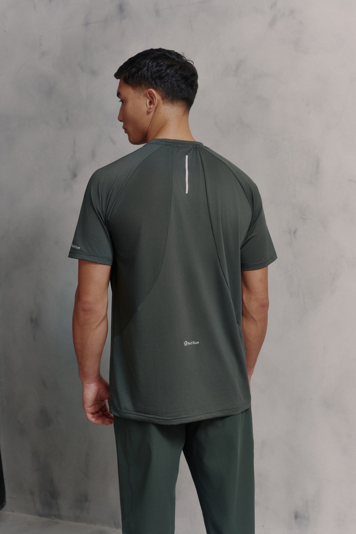Mens Red Run Core Pine Green Technical Runner Tee