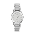 Citizen Eco-Drive Axiom women's watch showcasing its diamond dial and silver-tone bracelet design.