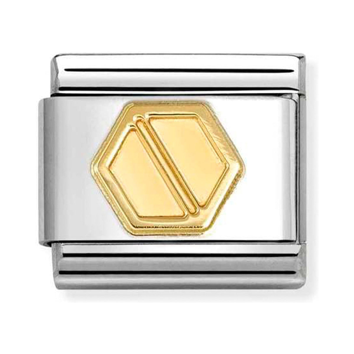 Composable Nomination Classic Link with a gold-tone hexagon design, perfect for personalized charm bracelets.
