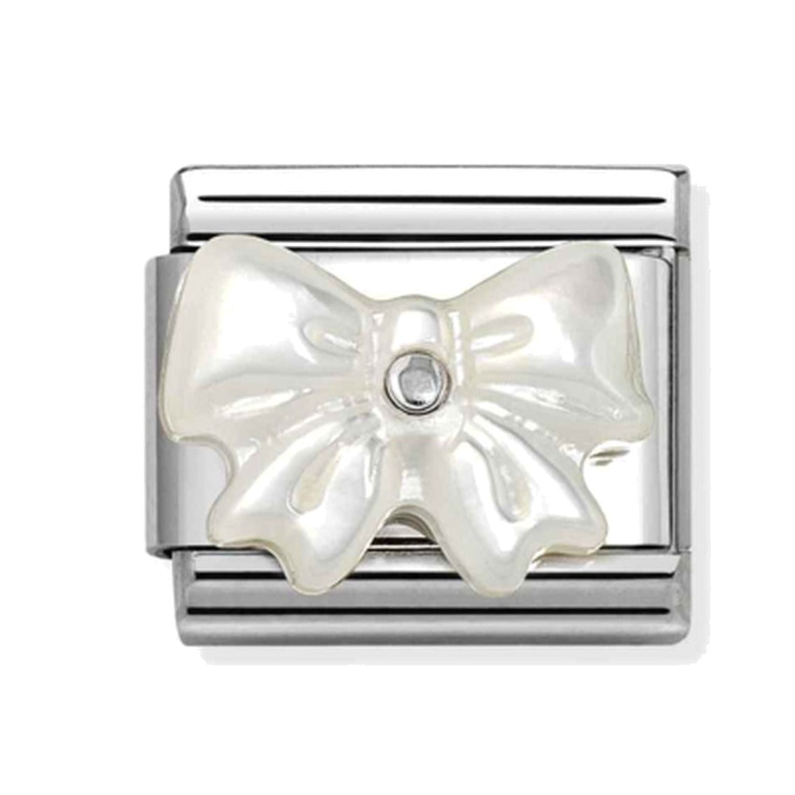 Nomination Composable Silver Mother Of Pearl Resin Bow Charm 330509/20