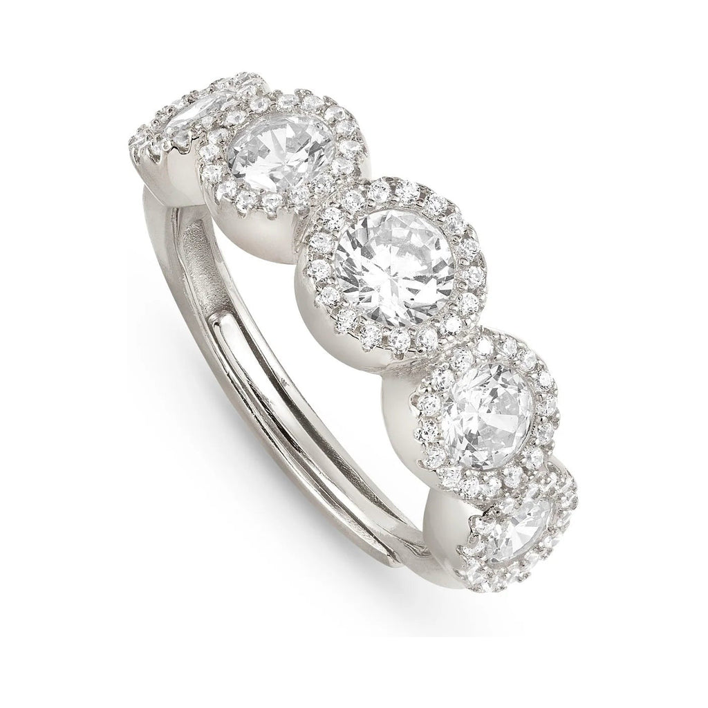 Nomination Seidivina Cubic Zirconia 5 Halo Adjustable Ring Silver by Nomination Italy