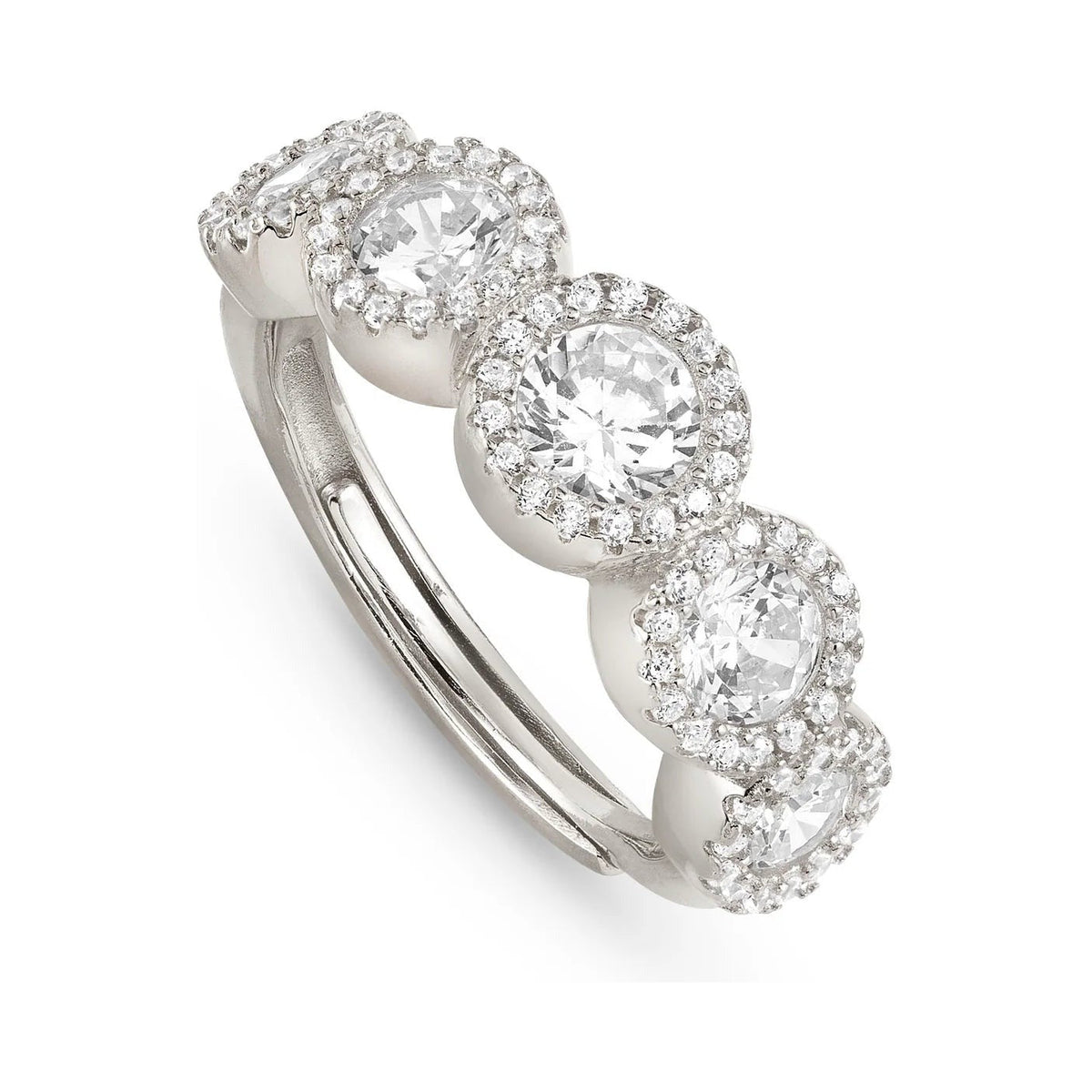 Nomination Seidivina Cubic Zirconia 5 Halo Adjustable Ring Silver by Nomination Italy