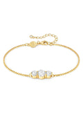 Close-up of the Nomination Colour Wave gold-plated bracelet featuring three sparkling stones, highlighting its elegant
