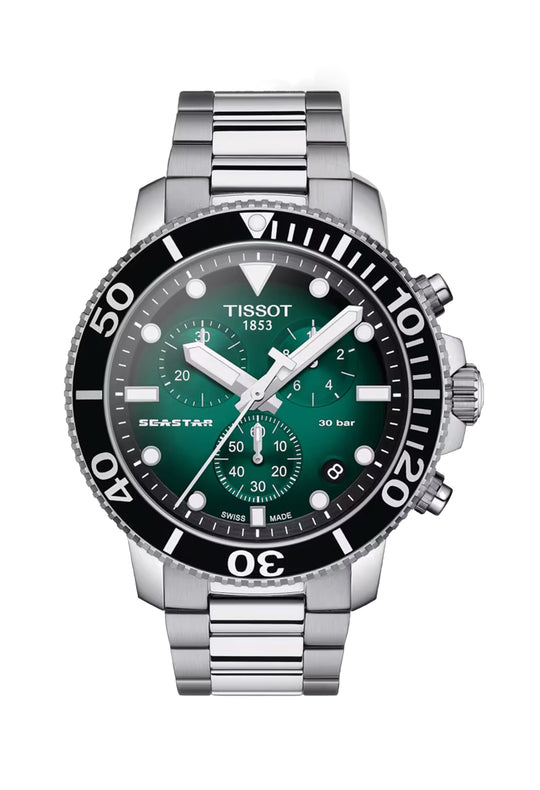Tissot Mens Seastar Graded Green Dial Bracelet Watch T1204171109101