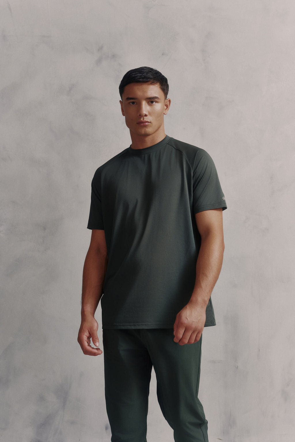 Mens Red Run Core Pine Green Technical Runner Tee