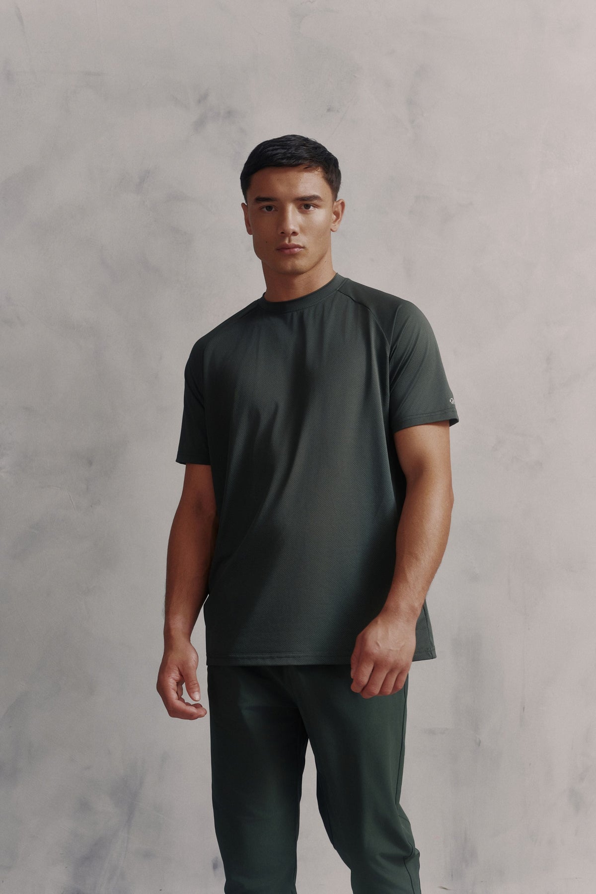 Mens Red Run Core Pine Green Technical Runner Tee