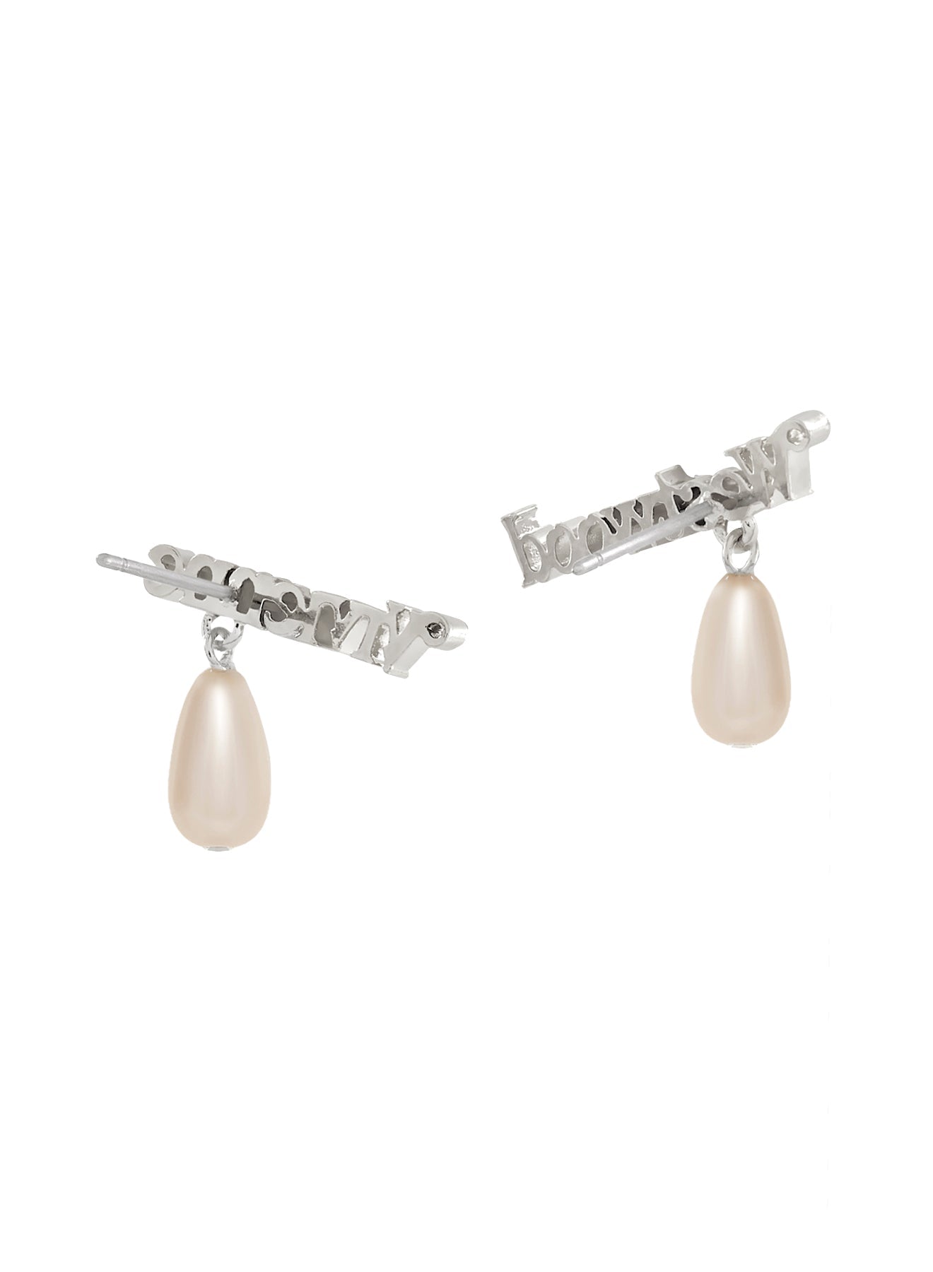Vivienne Westwood Platinum Plated Amelia-Cream Pearl Earrings-6201037E-02P118- — view 2