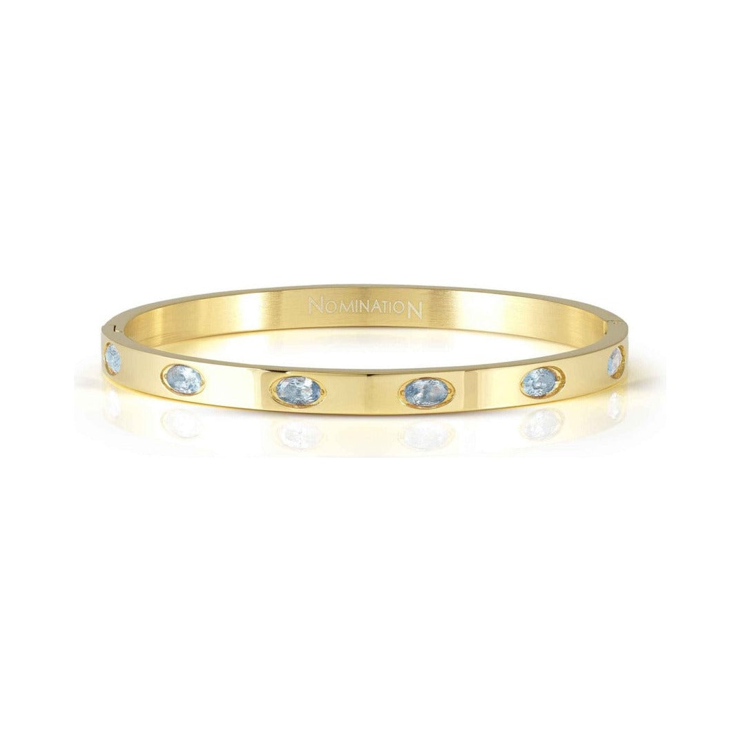 Nomination Pretty Bangles Gold Tone Light Blue Oval CZ