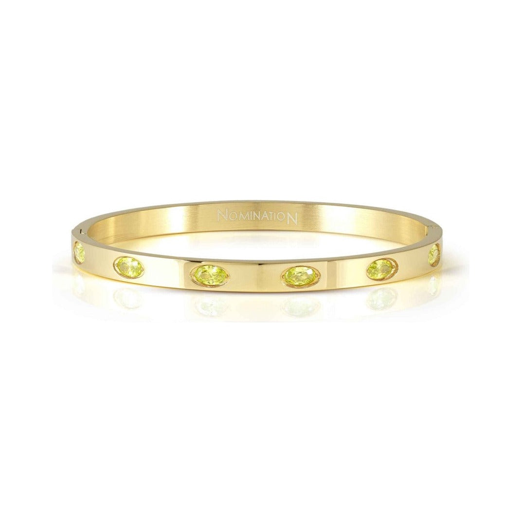 Nomination Pretty Bangles Gold Tone Green Oval CZ