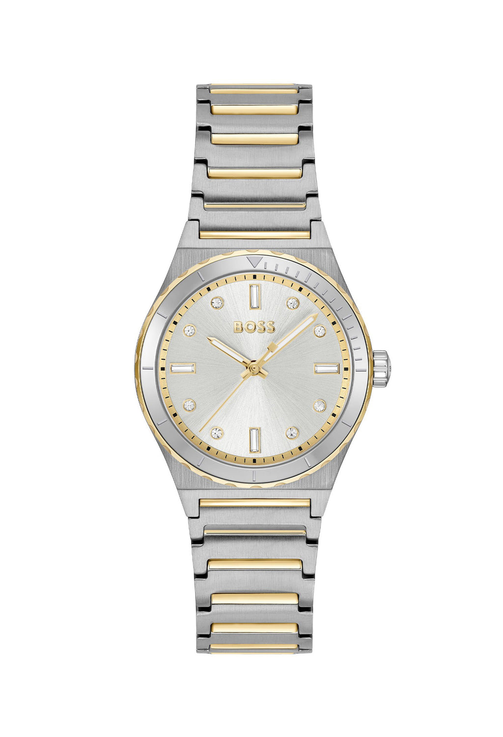 BOSS Ladies Candor Sport Silver Crystal Dial Bracelet Watch Stainless Steel/Gold Plated by BOSS
