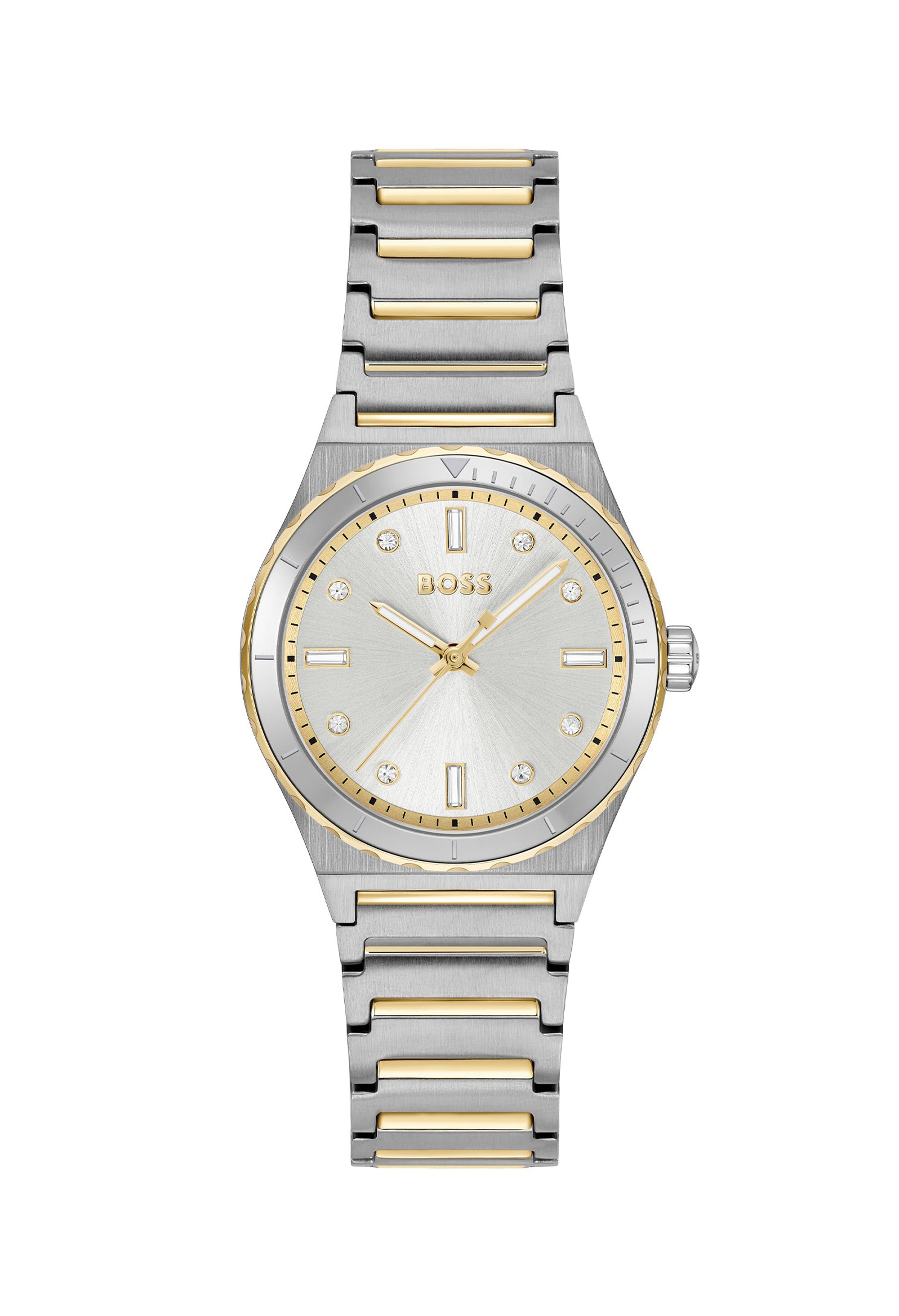 BOSS Ladies Candor Sport Silver Crystal Dial Bracelet Watch Stainless Steel/Gold Plated by BOSS