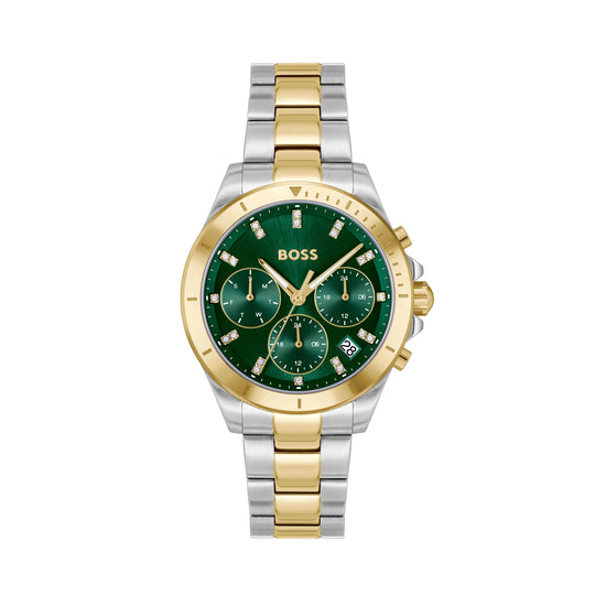 BOSS Ladies Alley Sports Luxe Green Dial Bracelet Watch 1502827