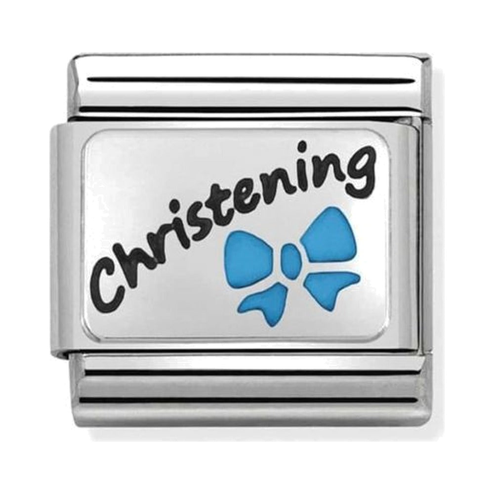 Nomination Composable Classic Link Blue Bow Christening in Steel Enamel and 925 Silver by Nomination Italy