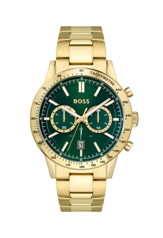 BOSS Mens Allure Green Chronograph Dial Bracelet Watch 1513923 *