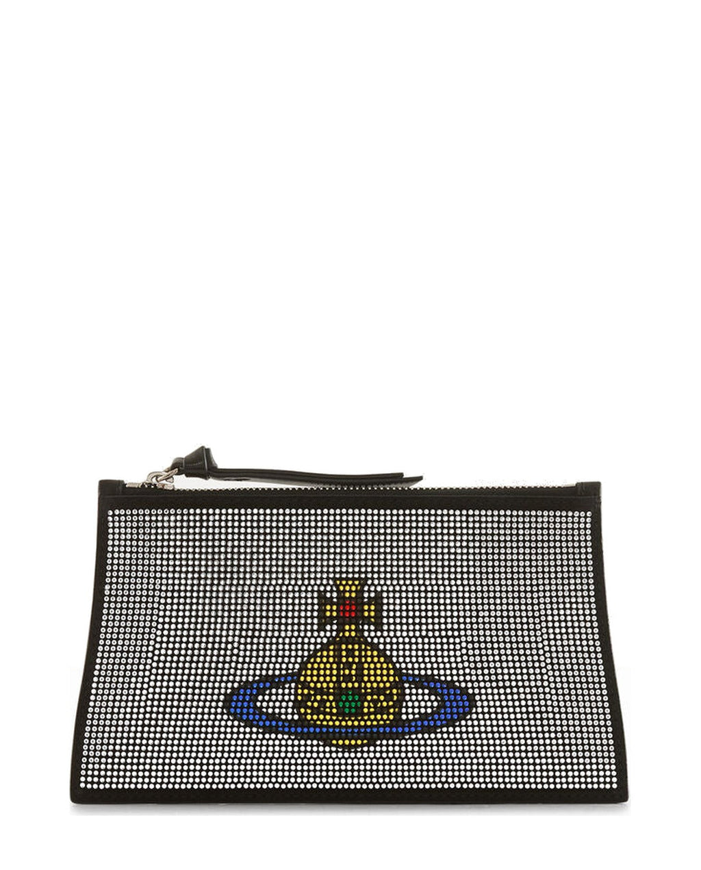 Womens Vivienne Westwood Small Flat Zip Clutch Silver Handbag