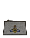 Womens Vivienne Westwood Small Flat Zip Clutch Silver Handbag