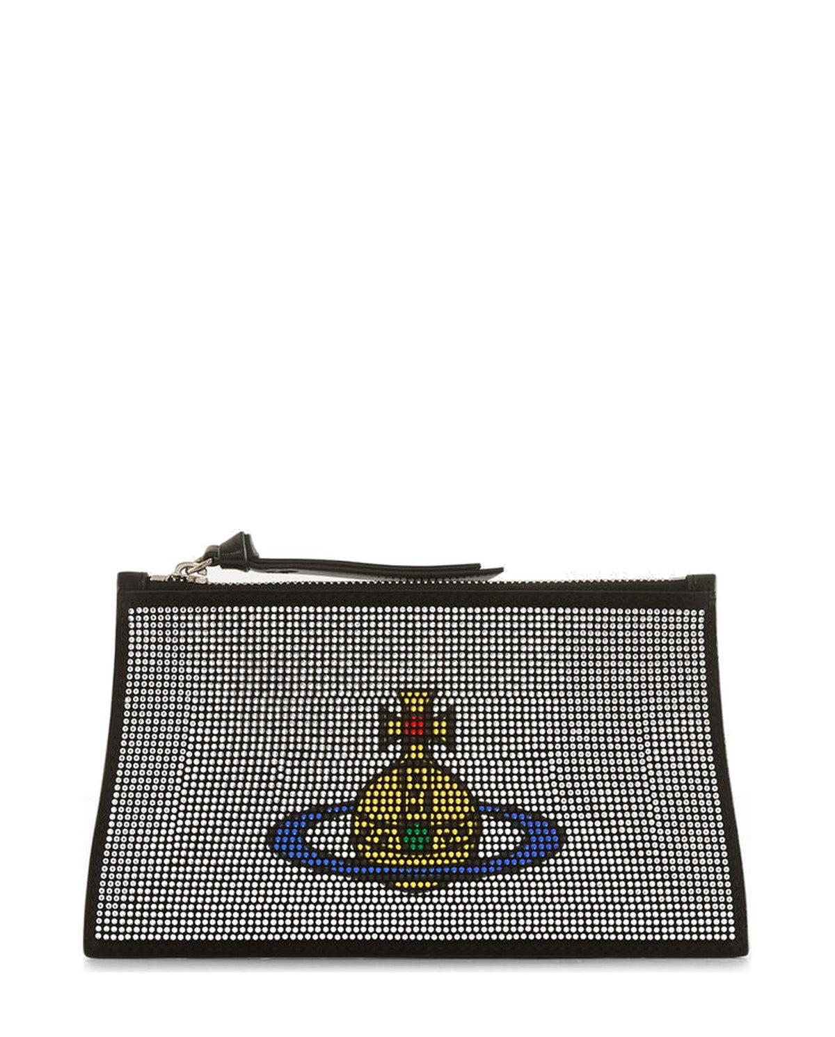 Womens Vivienne Westwood Small Flat Zip Clutch Silver Handbag