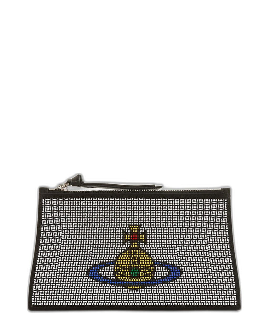 Womens Vivienne Westwood Small Flat Zip Clutch Silver Handbag