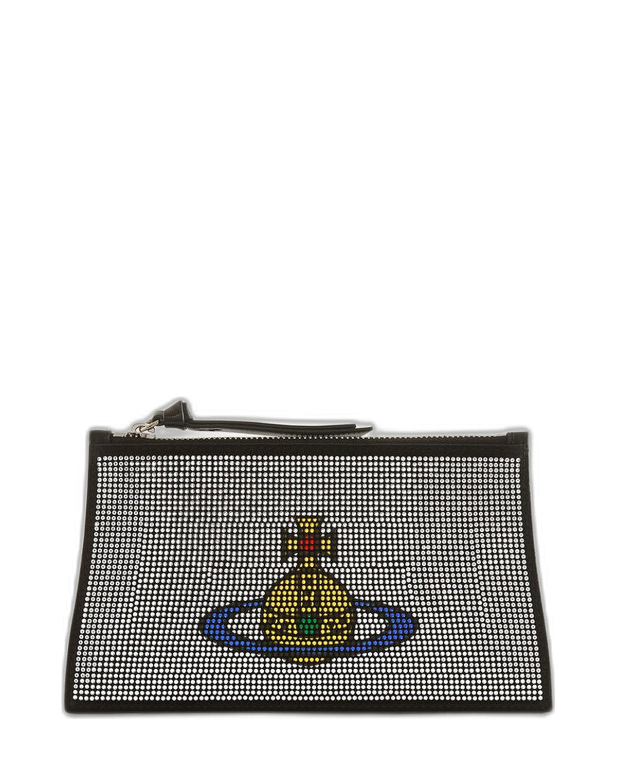 Womens Vivienne Westwood Small Flat Zip Clutch Silver Handbag