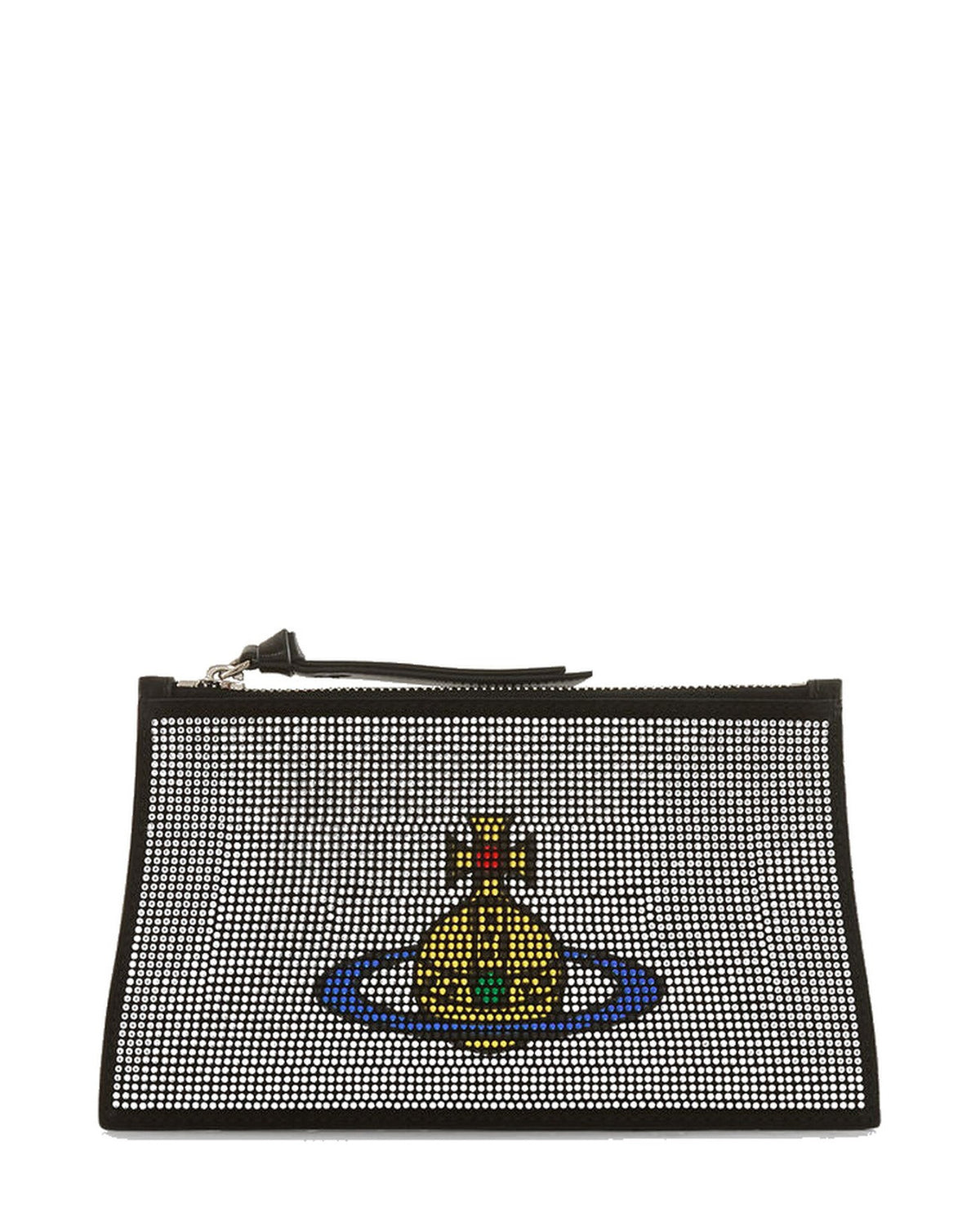 Womens Vivienne Westwood Small Flat Zip Clutch Silver Handbag