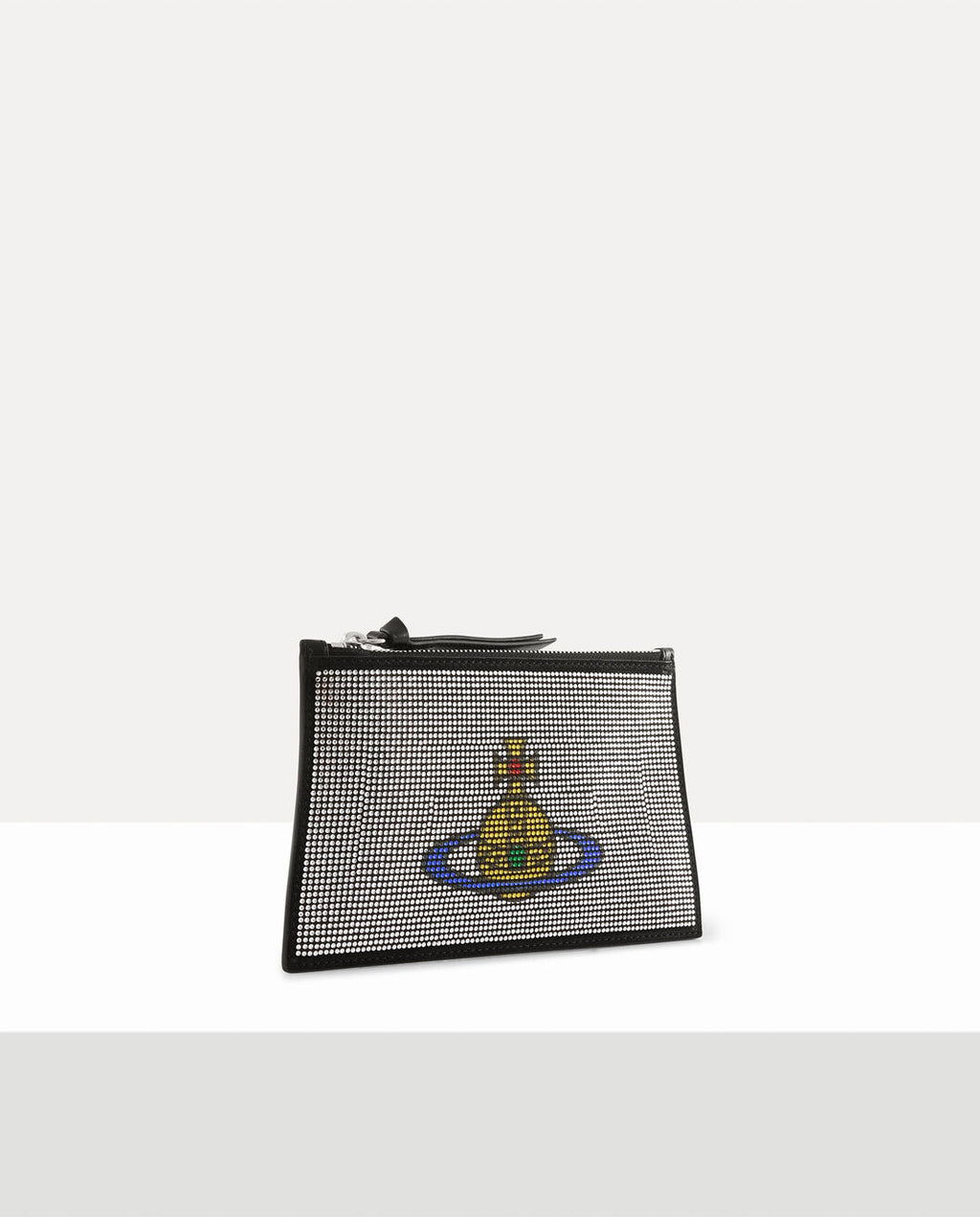 Womens Vivienne Westwood Small Flat Zip Clutch Silver Handbag