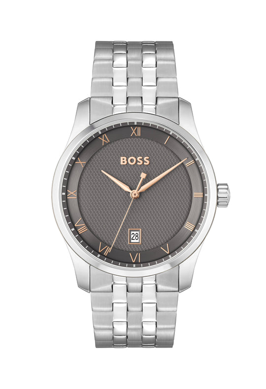 BOSS Mens Principle Grey Roman Bracelet Stainless Steel Watch
