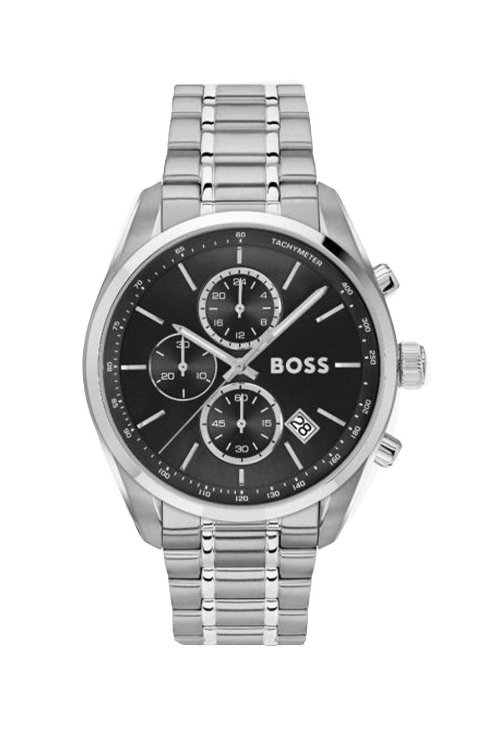 BOSS Mens Grand Prix Black Chronograph Dial Bracelet Watch Stainless Steel by BOSS