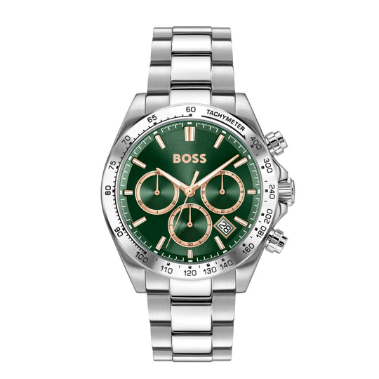 BOSS Mens Hero 2.0, Green Dial, Bracelet Watch 1514268