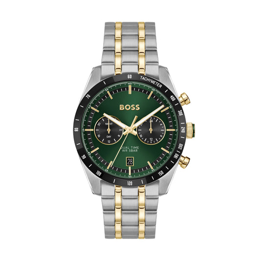 BOSS Mens Tourmaster, Green Dial, Bracelet Watch 1514287