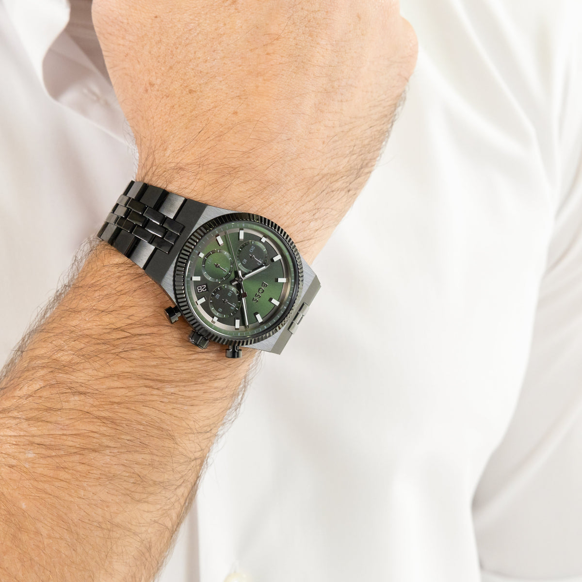 BOSS Mens Candor Prime Green Dial Bracelet Watch — view 4