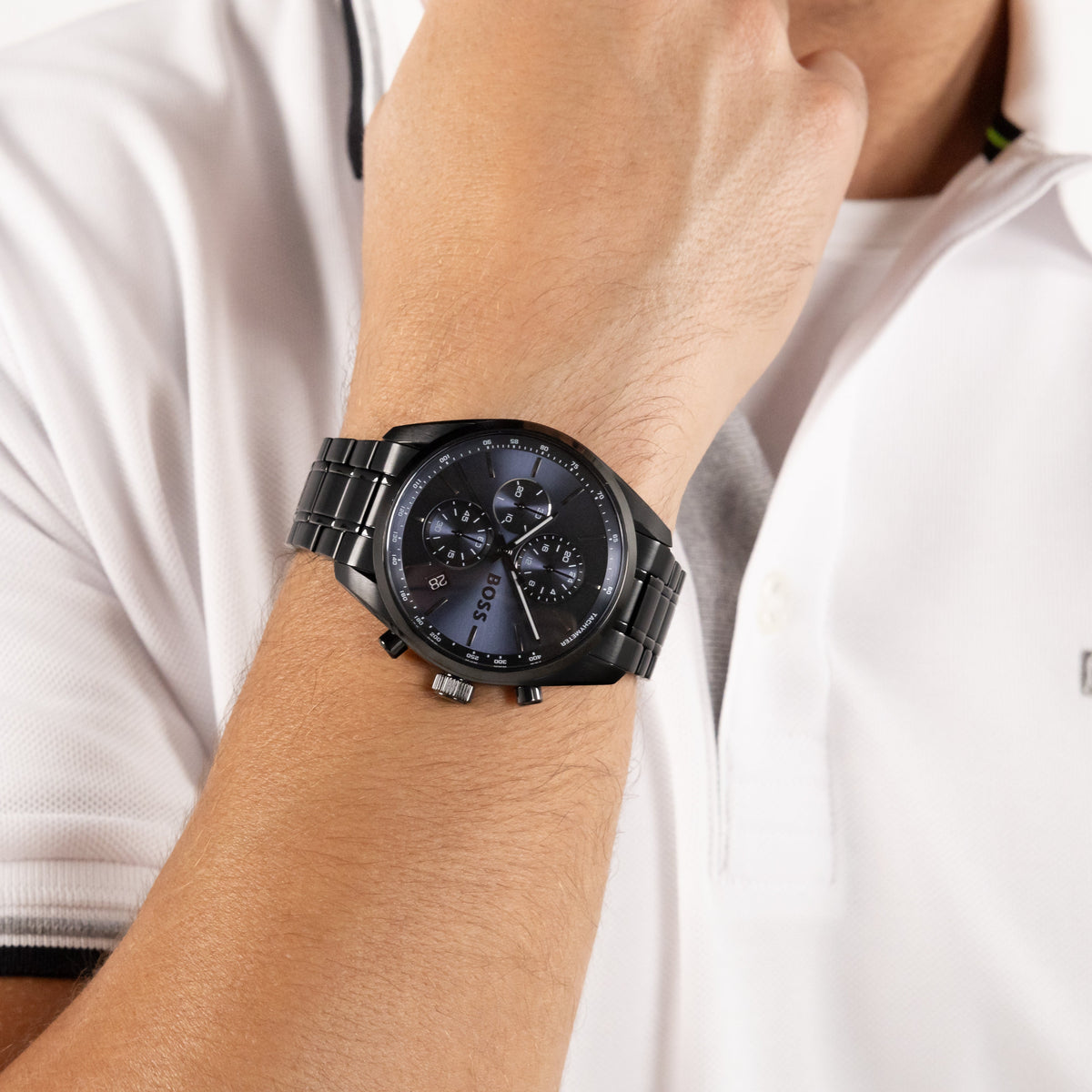 BOSS Mens Grand Prix 44 Blue Dial Bracelet Watch — view 4
