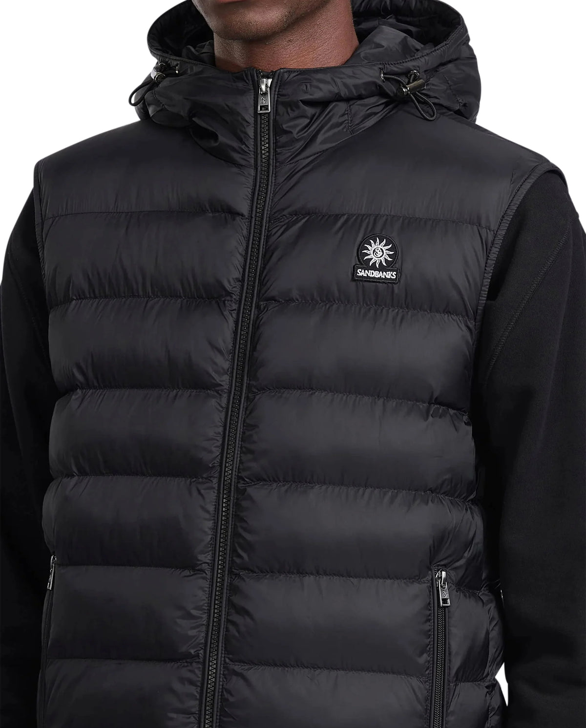 Men's Sandbanks Frontier Micro Puffer Hooded Gilet in Black