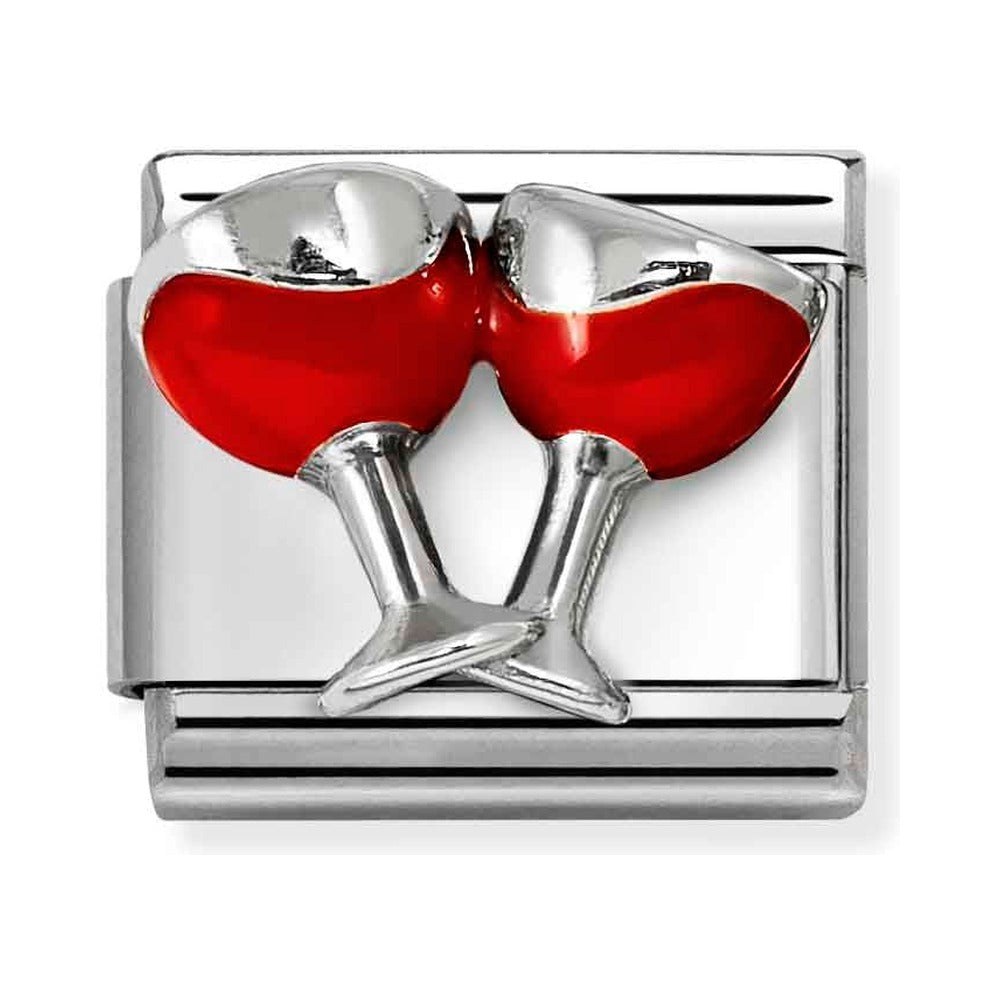 Nomination Composable Silver Red Wine Glasses Charm 330204/50