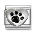 Nomination Composable Silver Heart Black Paw Print Charm 330204/51