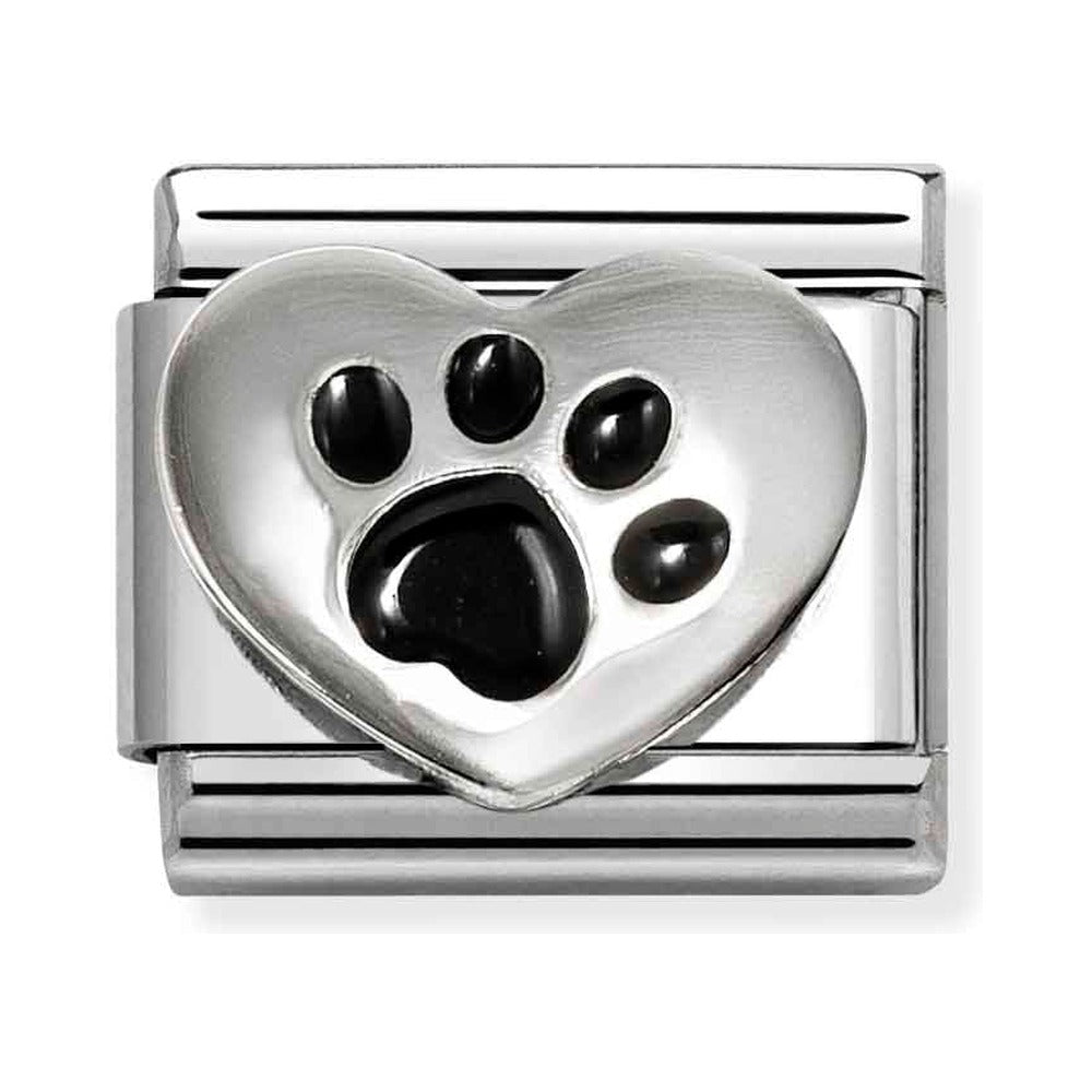Nomination Composable Silver Heart Black Paw Print Charm 330204/51