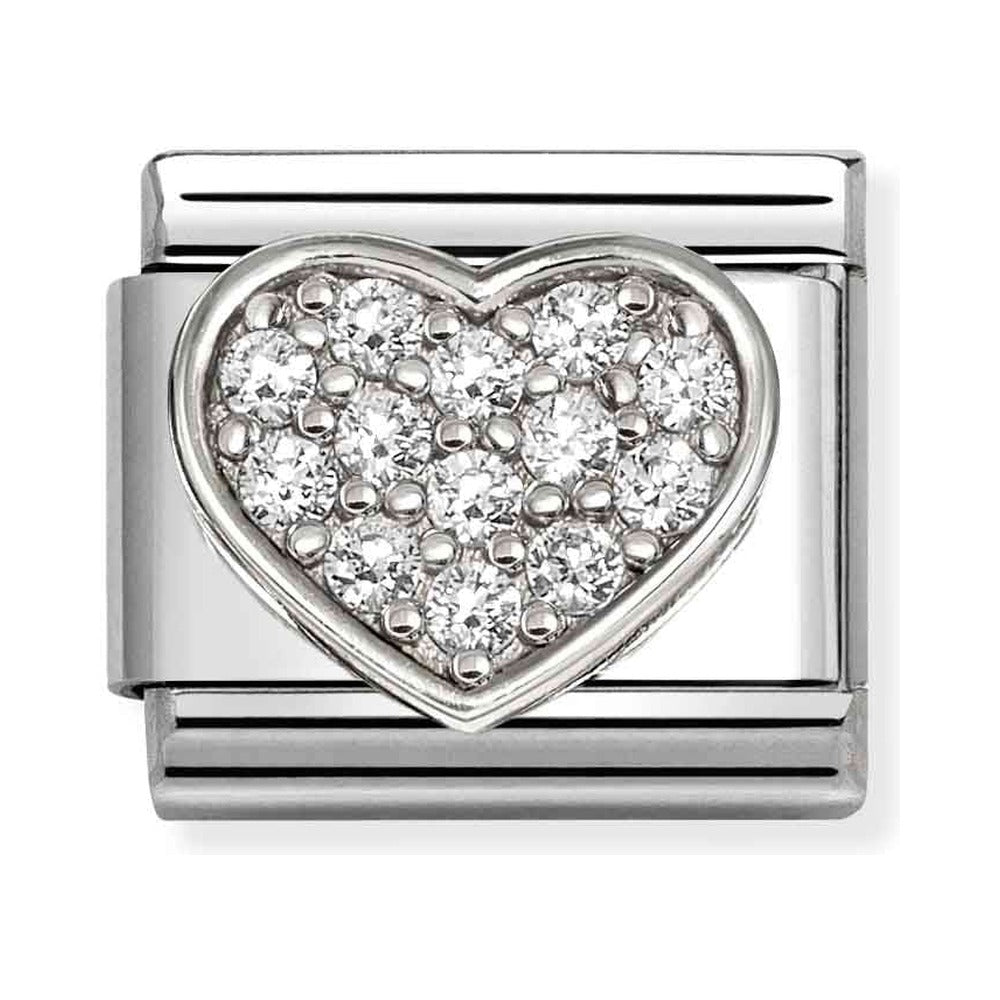 Nomination Composable Silver CZ Pavé Heart Charm 330322/24