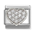 Nomination Composable Silver CZ Pavé Heart Charm 330322/24