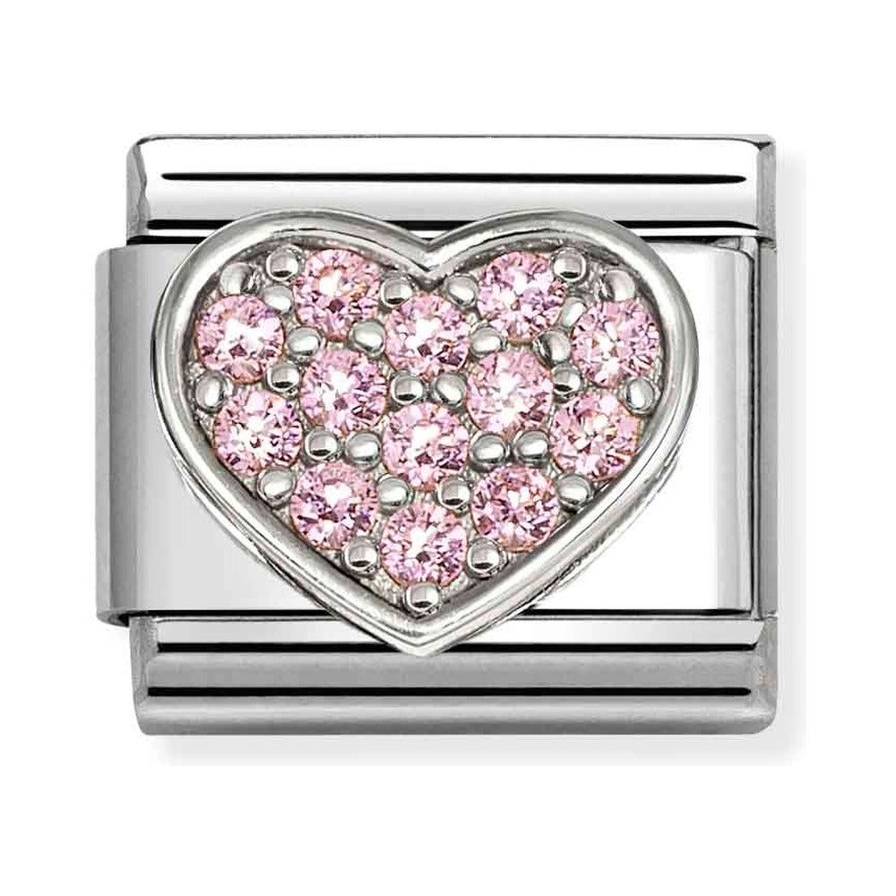 Nomination Composable Silver Pink CZ Pavé Heart Charm 330322/25