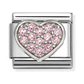 Nomination Composable Silver Pink CZ Pavé Heart Charm 330322/25