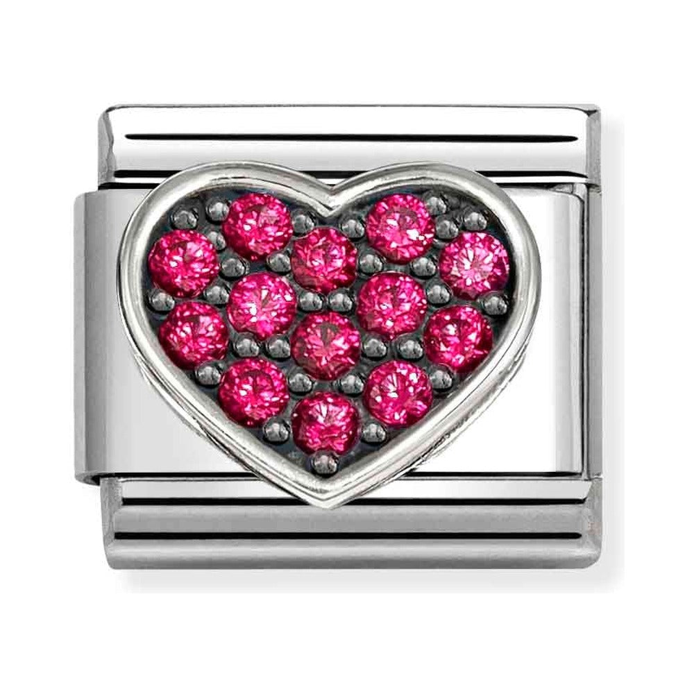 Nomination Composable Silver Red CZ Pavé Heart Charm 330322/26
