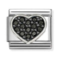 Nomination Composable Silver Black CZ Pavé Heart Charm 330322/27